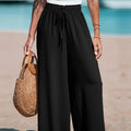 Women's Casual Wide Leg Pants - All Season Comfort Pockets Elastic Waist Loose Fit Solid Color Pants Suitable for Outdoor and Le