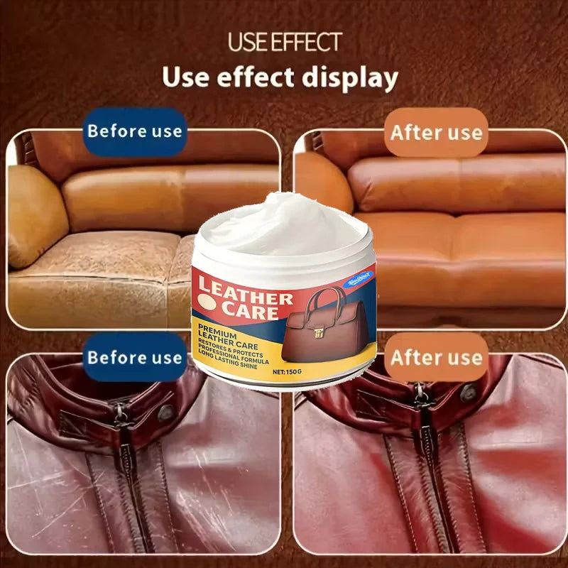 Leather Care Cream - Restorative & Protective Oil for Sofas, Bags & Shoes - Revives & Cares for Faded Leather, Shoe Care, 150g