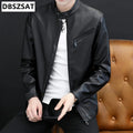New Winter Faux Fur Collar Windproof Warm Coat Luxury Clothing Brand Chaqueta Cuero Hombre Vintage Brown Leather Jacket Men's