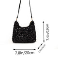 Fashion Women's Sequin Decorated Hobo Bag Black/Silver for Parties Daily Outings Stylish Compact Trendy Evening Bag