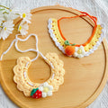 Cute Hand-Weaven Elastic Pet Scarf Adjustable Sweet Style Cat Dog Bow Tie Lightweight Plant Theme Knitted Pet Collar Pet Gifts
