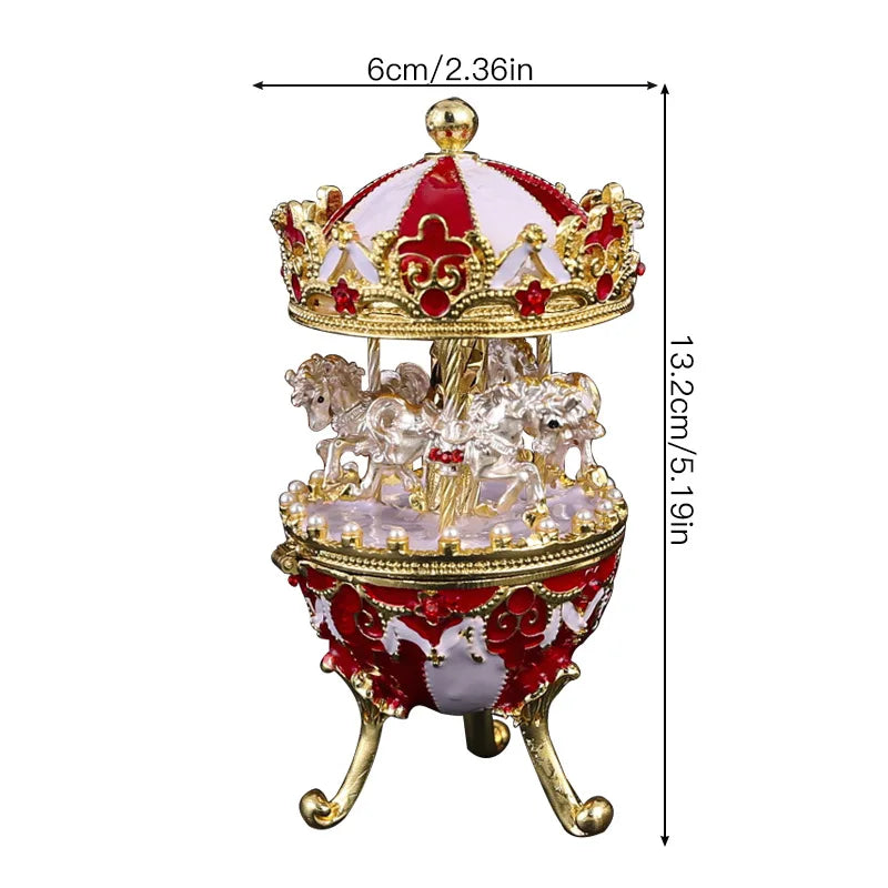 Cartoon Carousel Rotating Jewelry boxes Metal Jewelry Trinket Box for Anniversary Birthday Gift Home Decoration