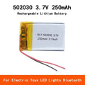 3.7V 250mAh 502030 Polymer Lithium Ion Rechargeable Battery for Toys,LED Lights,bluetooth Speakers,Selfie Stick Batteria