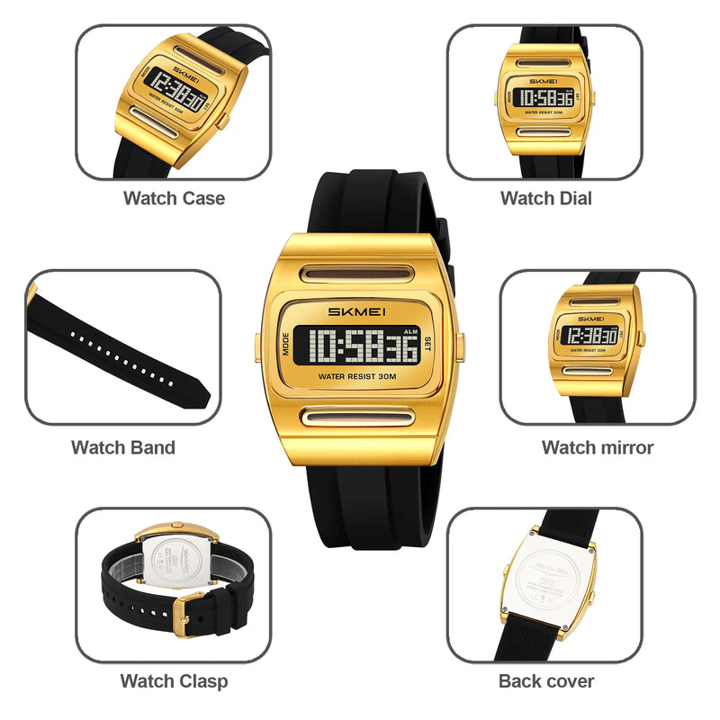 2563 Solar Power Casual Digital Sport's Watches Silicone Strap Led Waterproof Electronic Alarm Clock Gift - Visuel 6 | SAMAG