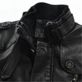 New High Quality Leather Jacket Men Fashion Slim Mens PU Windbreaker Coat Men Leather Outerwear Fleece Casual Suede Jacket
