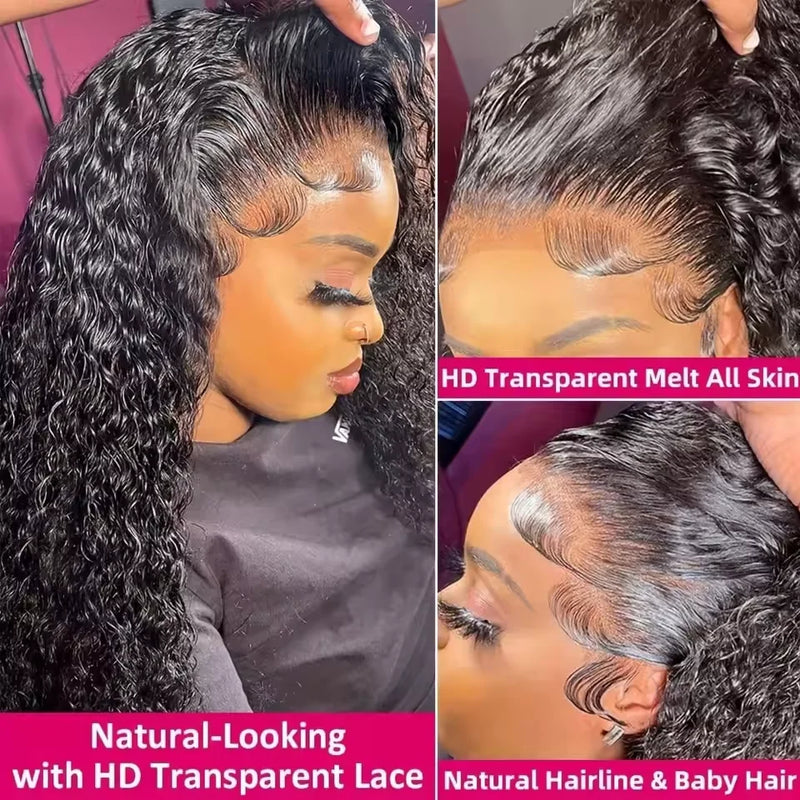 HD Transparent Deep Curly Frontal Wig 13x4 Curly Lace Front Human Hair Wigs For Black Women Wet And Wavy Water Clearance On Sale
