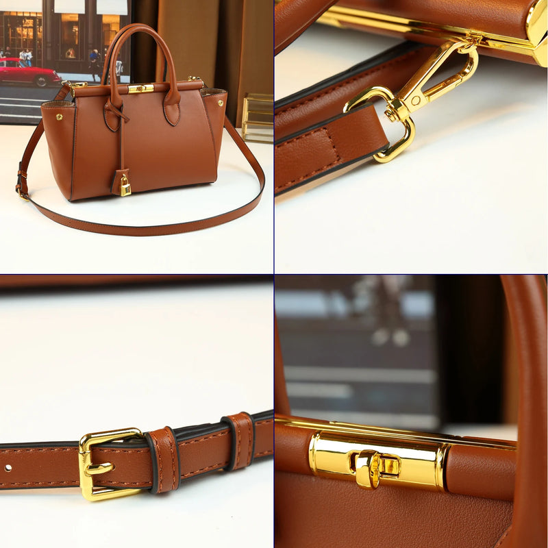 Cross-border trendy fashion clip handbag fashionable women versatile Boston bag with lock