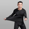 2PCS Set Quick-drying Men's Ski Thermal Underwear Tight-fitting Elastic Fleece Fitness Suit Comfortable Soft Tops Pants Set