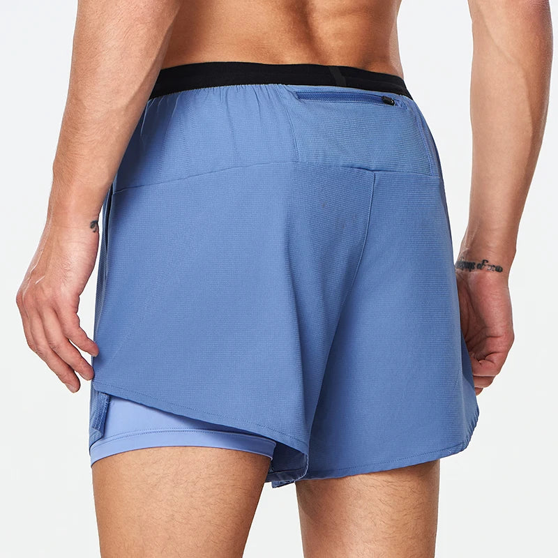 4XL Men Running Double-Layer Shorts Gym Sports 2 In 1 Quick Dry Workout Training  Fitness Jogging Short Pants Bodybuilding