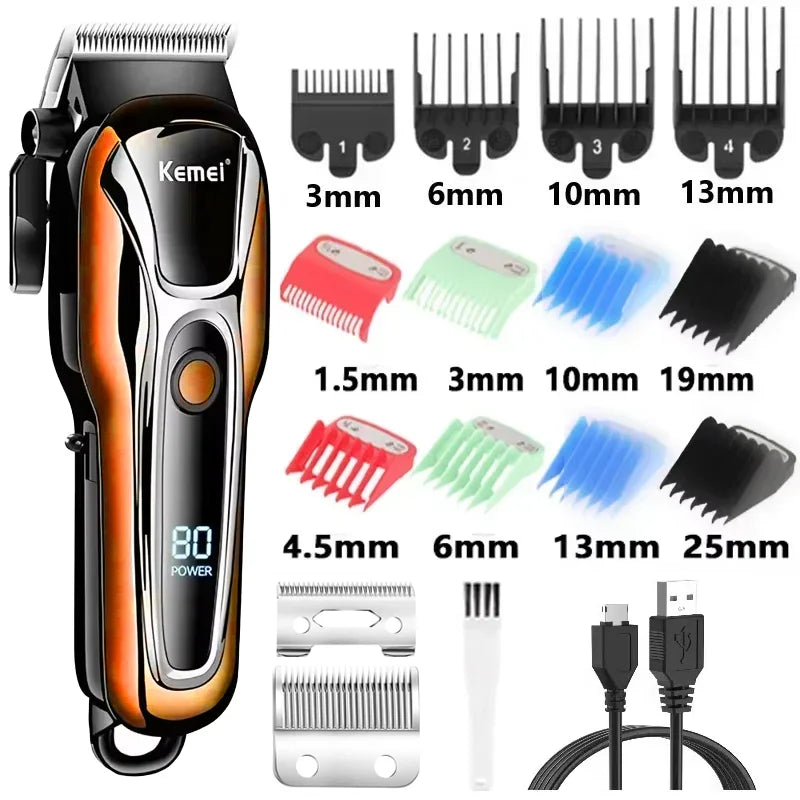 Kemei PG1990A Rechargeable Men's Hair Clipper Professional Cordless Men Hair Trimmer Hair Cutting Machine Barber for Men