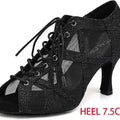 Black Latin Dance Shoes for Women Breathable Mesh Suede Sole Wedding Party Professional Ballroom Jazz Tango Training Dancing