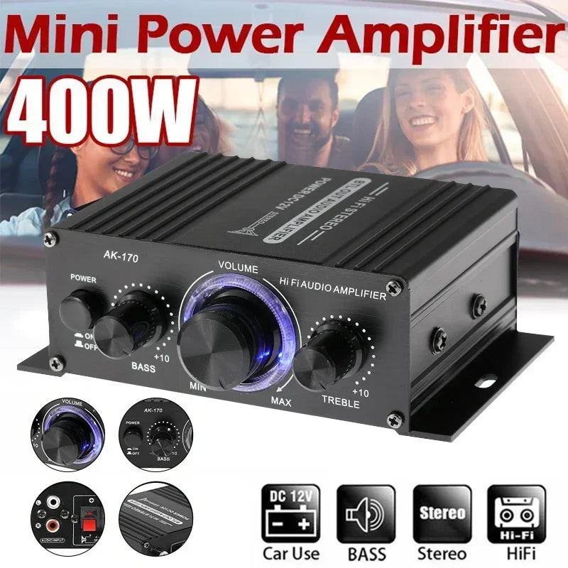 AK35 800W Home Car Amplifiers 2 Channel bluetooth 5.0 Surround Sound FM USB Remote Control Mini HIFI Digital Amplifier Stereo