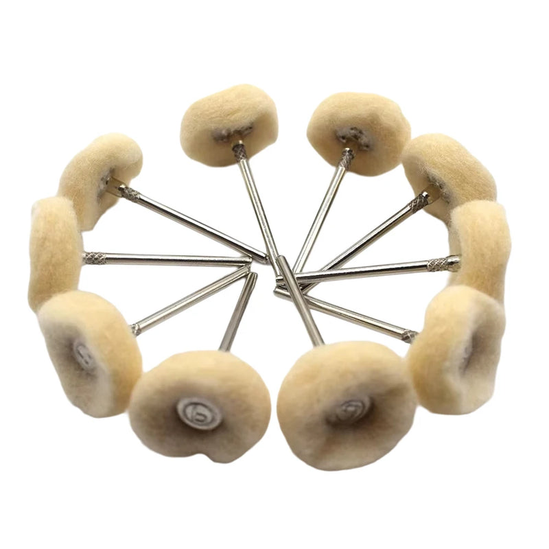 10PCS Jewelry Polishing Wheel Cloth Cotton Wool Brass Steel Wire Abrasive Brush For Rotary Tools 2.35 Shank