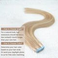 MRSHAIR Tape in Hair Extensions Human Hair Blonde Seamless Tape Hair Extensions 4x0.8cm Skin Weft PU Tape On Hair 20PCS 12"-24"