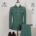 ST Cassy High Quality Safari Men's Suit Classic Fit Multi Buckle Multi Pocket Solid Color Casual Business Set Men's 2-Piece Set