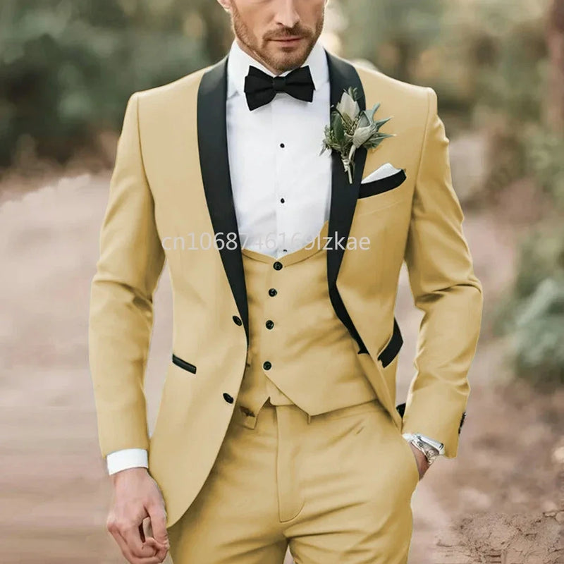 Elegant Light Green Formal Wedding Men Suit Groom Tuxedo Prom Slim Fit Blazer Hombre High Quality Custom 3 Piece Costume Homme
