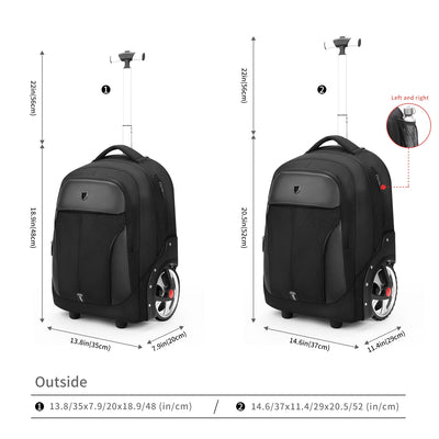 20 inch Rolling Luggage Backpack With Wheels Travel | SAMAG