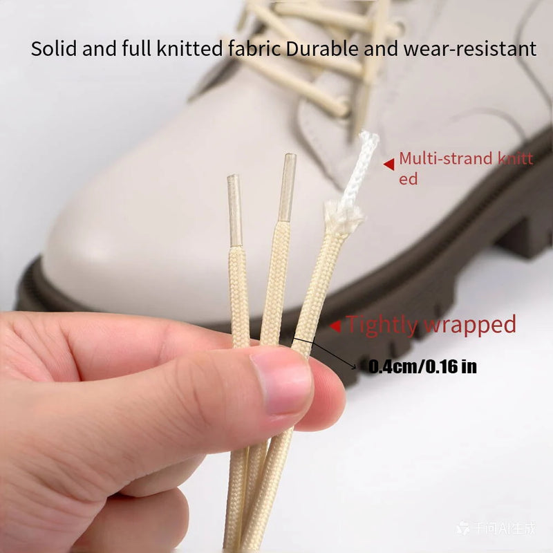 4 Pcs(2 Pairs) Round Shoelaces 4mm for Sneakers Boots, Durable Anti-Slip Sports Laces, 80-160cm Solid Colors Replacement