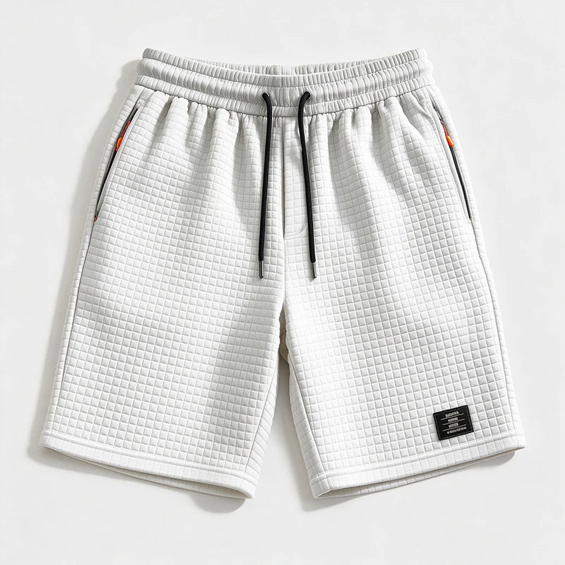Men Waffle Knit Casual Shorts Drawstring Elastic Waist | SAMAG