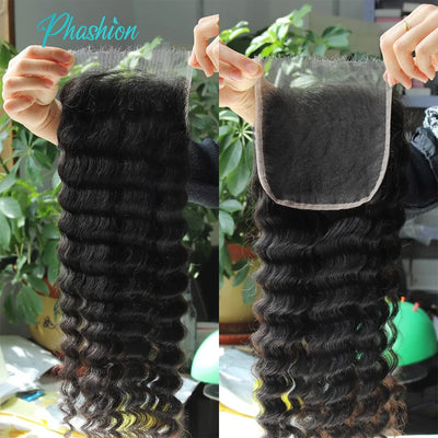 Phashion Full Long Real HD 5x5 Lace Closue 30 28 inch Skinlike Swiss Frontal Only Kinky Curl Straight Loose Deep Wave Human Hair