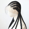 Black Braided Wigs Synthetic Full Lace Wig Glueless Full Lace Synthetic Wig Heat Resistant Fiber Wig for Women Daily Wear