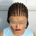 Short Ombre Cornrow Braided Bob Wig Synthetic Full Lace Braided Lace Wig with Baby Hair Knotless Handmade Braids Wigs for Women