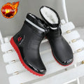Men's New Short Rain Boots with Elastic Cuff Waterproof Non-Slip Soft Sole Work Rubber Shoes