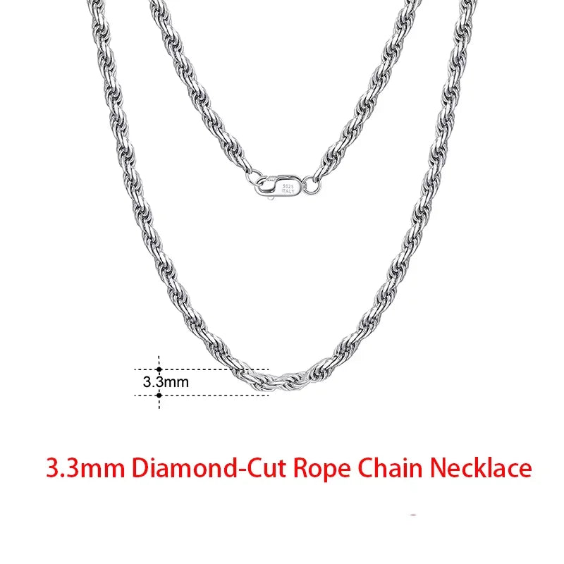 Rinntin 925 Sterling Silver Italian 2.6/3.7/5.0mm Flat Mariner Chain Necklace for Women Men Fashion Neck Chain Jewelry SC78