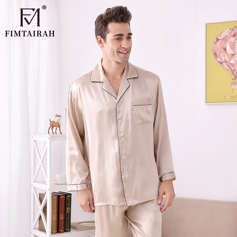Fimtairah Real 16 MM 100% Silk Pajamas Men's Two Sets | SAMAG
