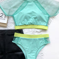 Sexy Mesh Tankini Patchwork High Waist Swimsuit O-neck | SAMAG
