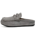 Fashion Comfortable Men's Casual Shoes Leather Loafers Half Slippers Slip-on Lazy Driving Shoes Couple Breathable Walking Shoes