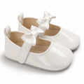 VALEN SINA 0-18 Months Newborn Girl White Baptism Shoes Bow Non-slip Rubber Soft-Sole Flat PU First Walker Mary Janes