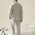 Men's 100% cotton long sleeved four season plus size men's sleepwear, teenage pure cotton home suit set for warmth