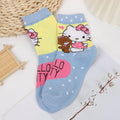Sanrio 3 Pairs Four Seasons Women's Sweet And Cute Cartoon Hello Kitty Pattern Versatile Casual Sweat Absorbing Long Socks