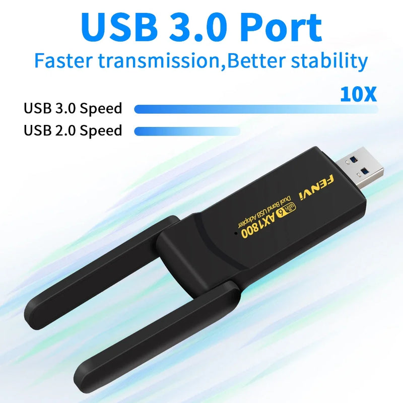 Fenvi WiFi 6 AX1800 USB 3.0 Adapter Dual Band 2.4G/5Ghz Receiver Dongle Network Card Antenna Wireless For - Visuel 3 | SAMAG
