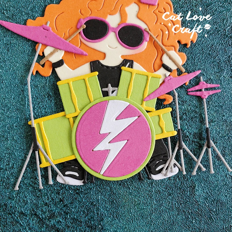 Catlove Rock Drum kit Metal Cutting Dies Scrapbooking Mold Stencil Die Cuts Card Making DIY Craft Embossing New Dies For 2022