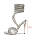 Luxury Rhinestones Women Sandals Sexy Ankle Strap Cross-tied Thin High Heeled Gladiator Sandals Fashion Summer Party Prom Shoes