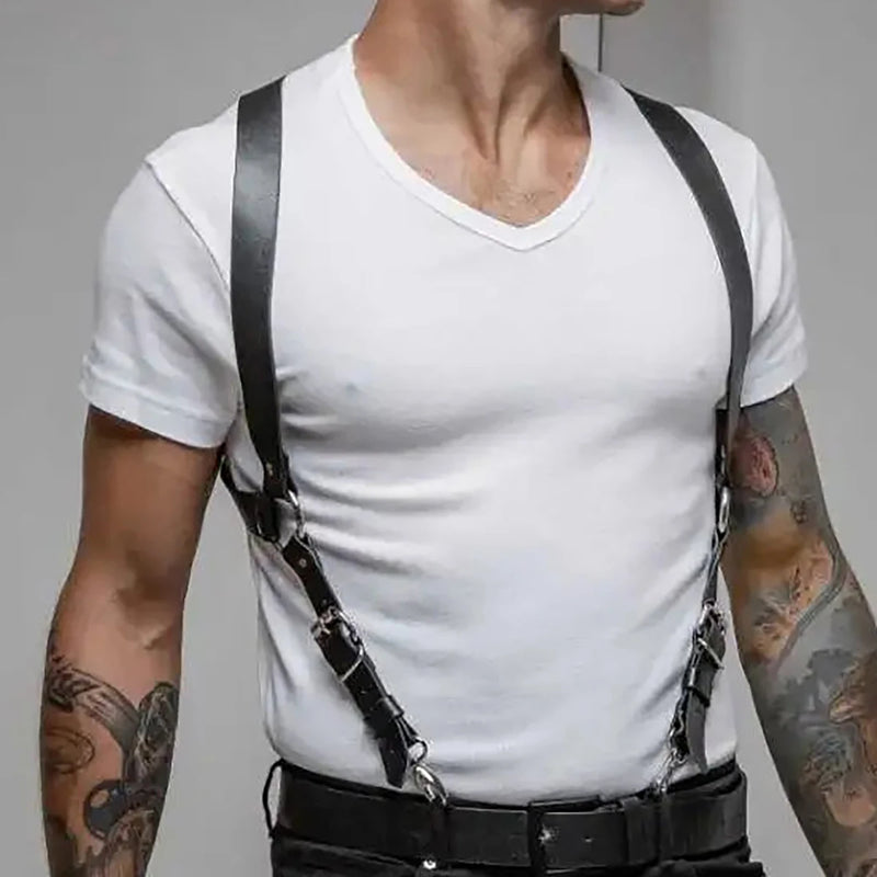 PU Leather Vest Strap Braces Suspender Men Harness Punk Chest Shoulder Belt Strap Strap Men's Belt Body Accessories