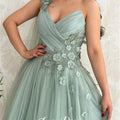Lucy Light Green Party Evening Dress Mesh Grace Eid | SAMAG