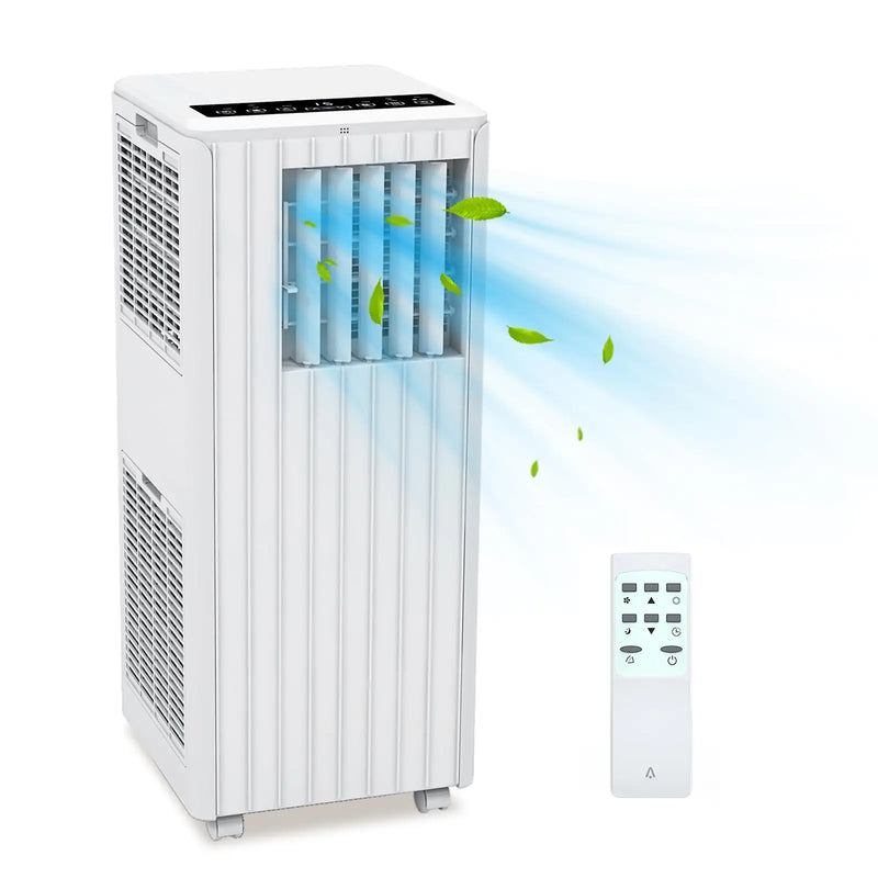 8000 BTU Portable Air Conditioner Quiet Sleep Mode, 3-in-1 Cooling Dehumidifying Fan for 350 Sq Ft Rooms, Energy-Saving 24-Hr Timer, AC Unit with Remote Full Window Kit White