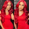 Hot Red Human Hiar Wigs 13x4 13x6 Lace Frontal Wig Body Wave Brazilian Colored Human Hair Wigs 30 36 Inch for Women  Pre plucked