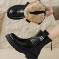 Autumn Winter New Women's Ankle Boots High Quality Wool Warm Platform Leather Boots British Chelsea High Heels Ladies Snow Boot