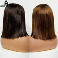 250% Density Bob Straight Human Hair 2X6 Transparent Lace Closure Frontal Human Hair Wigs 100% Human Hair Ginger 99J Colored Wig
