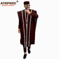 African Men Clothing Agbada Robe Dashiki Shirts Ankara Pants Tribal Hat Wedding Evening Outfits 4 Pieces - View 8 | SAMAG