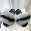 Women Real Raccoon Fur Slides Fluffy Luxury Furry Open Toe Slippers Indoor Outdoor Summer Sandals Non Slip Soft Comfy Sole Cozy