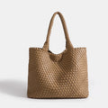 Woven Tote Bag For Women Soft Foldable Top-Handle Wristlet Bag Fashion Hobo Handbag Composite Bag with Coin Purse