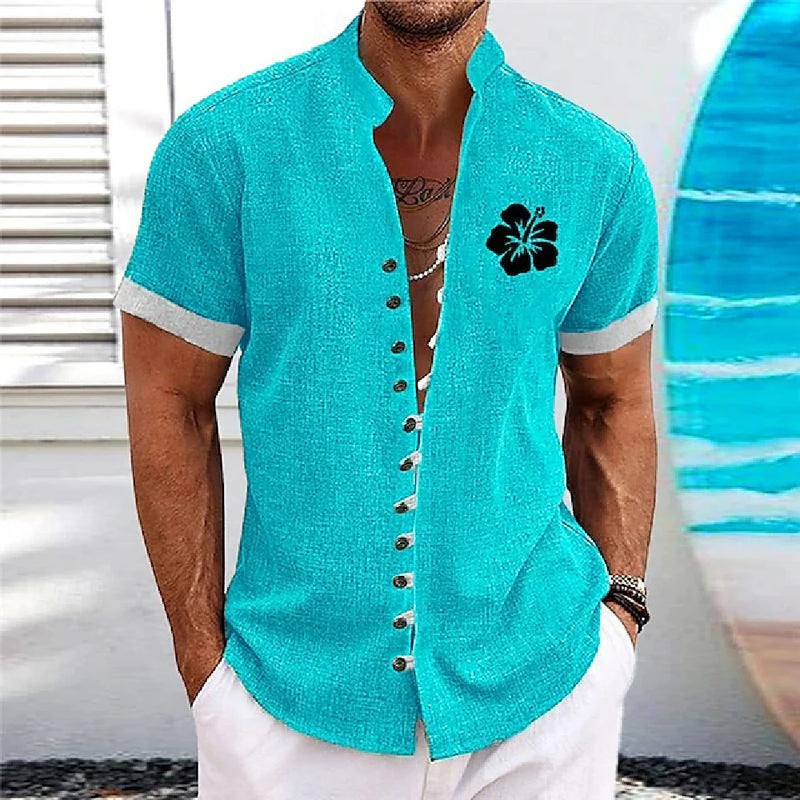 New Men's Linen Short-Sleeved Shirt, with a Fashionable | SAMAG
