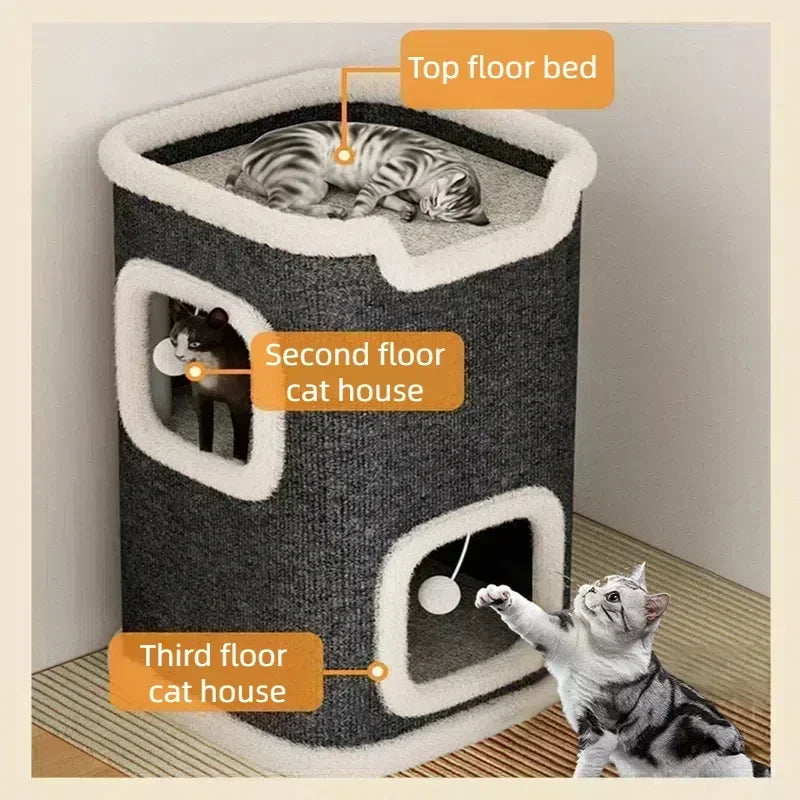 Indoor Cat Bed Cat Cave Bed Winter Warm Cute Cat Condo Hideaway Hut Modern Furniture for Multi Pets Washable
