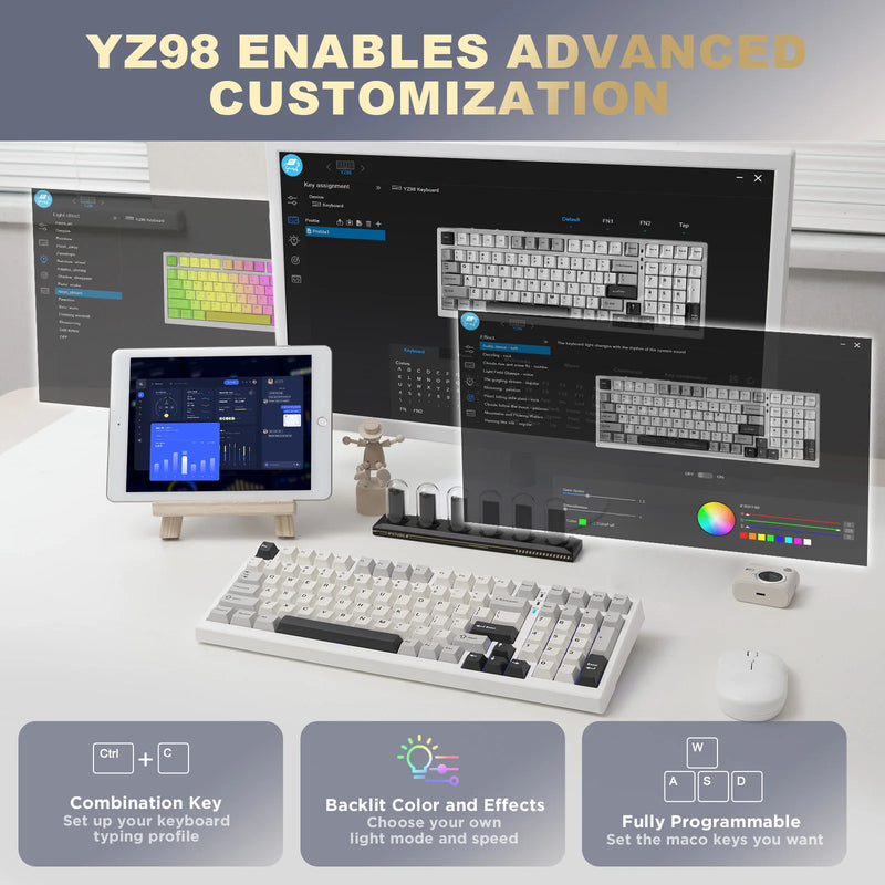 YUNZII YZ98 White Full Size Mechanical Gaming Keyboard - Visuel 5 | SAMAG