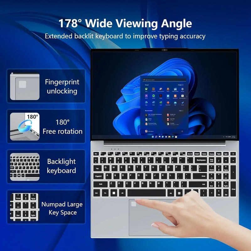 15.6inch 2026 Intel Core I9 10980HK Windows 11 Laptop Gamer RAM 16GB SSD 1TB Gaming Laptops Office Study HD PC Notebook Portable